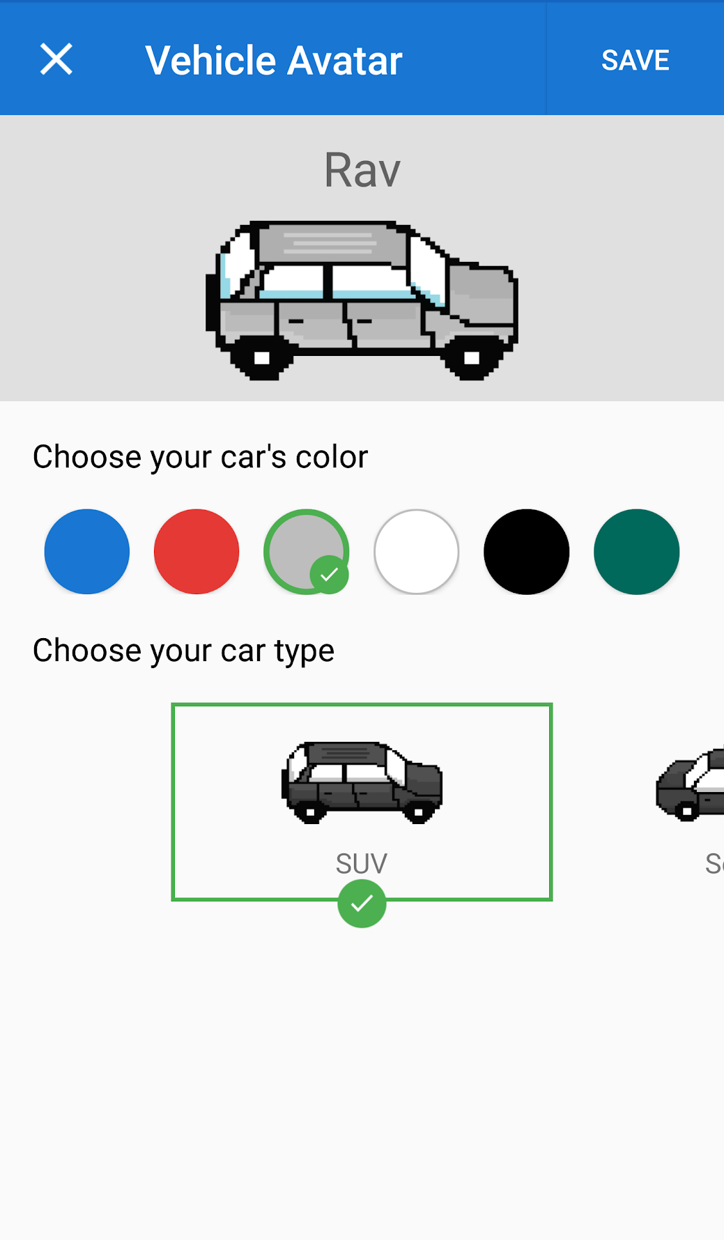 Final designs — vehicle avatar screen 2