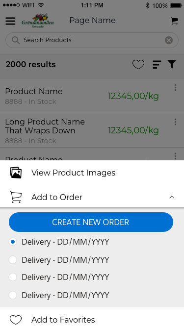 Context menu — order expanded
