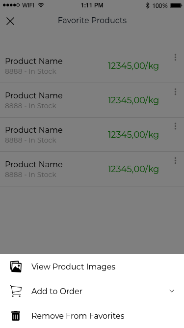 Context menu — favorites