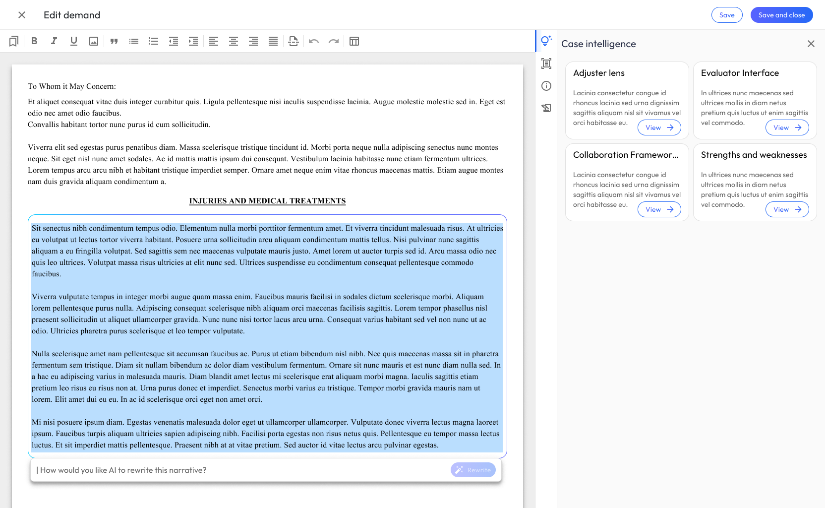 Narrative review and refinement — screen 1