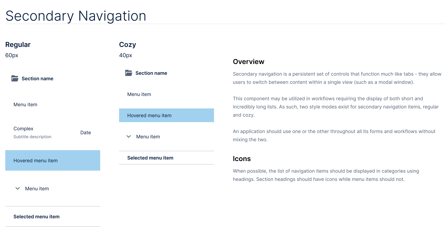 Way-finding — secondary navigation in regular and cozy densities